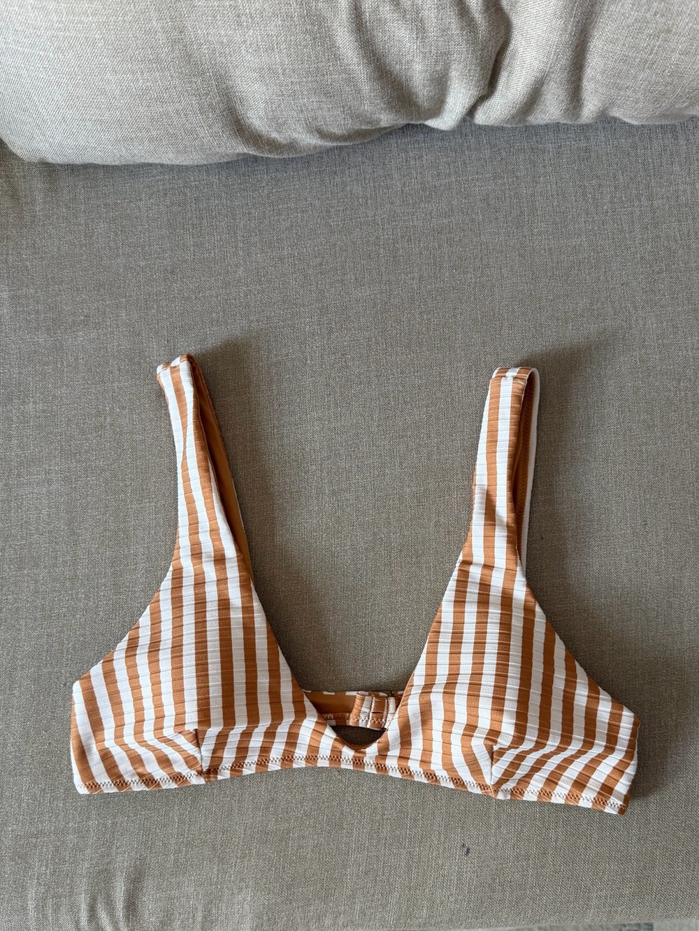 Rip Curl Premium Surf Bralette Bikini Top Brown White Striped